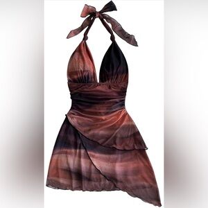 Amazon Halter Neck Dress in Black and Brown